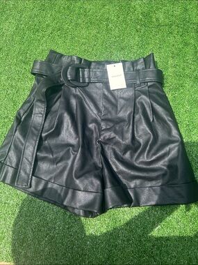 Black Faux Leather Shorts